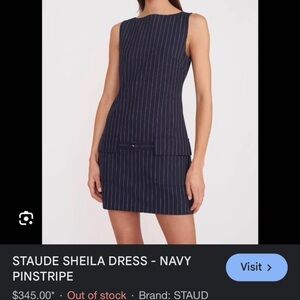 STAUD Navy Pin Striped Mini Dress